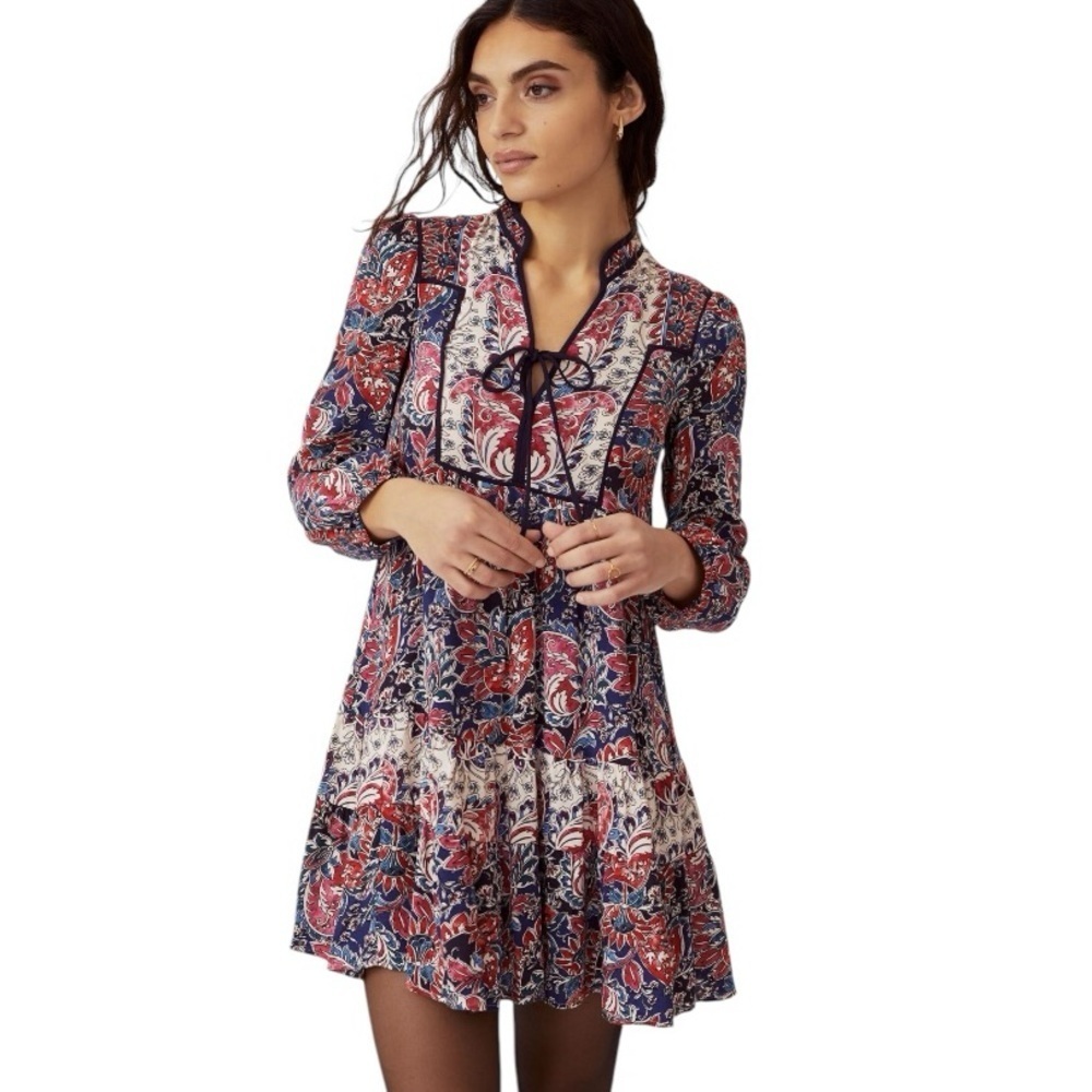 Anthropologie Paisley Floral Spliced Tunic Dress Size Small Cottagecore Bohemian